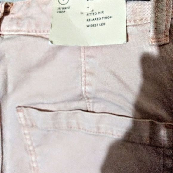 Women's High-Rise Wide Leg Cropped Jeans Pink - Picture 8 of 10